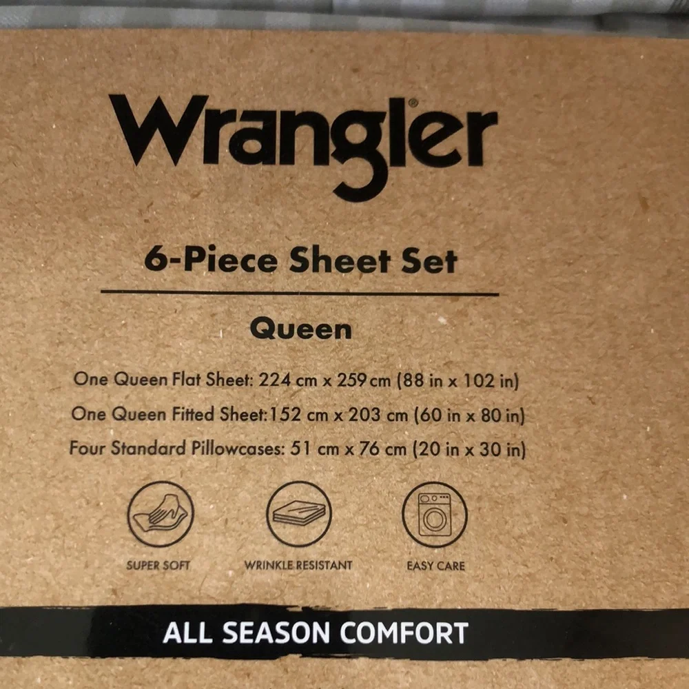Wrangler CACTUS Gingham 6-Piece Sheet Set - QUEEN